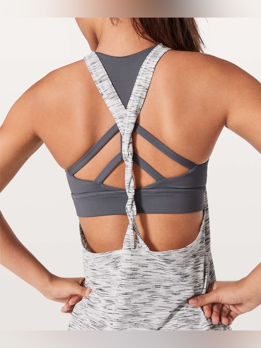 Lululemon Twist & Toil tank Heathered gray yoga Pilates gym activewear training